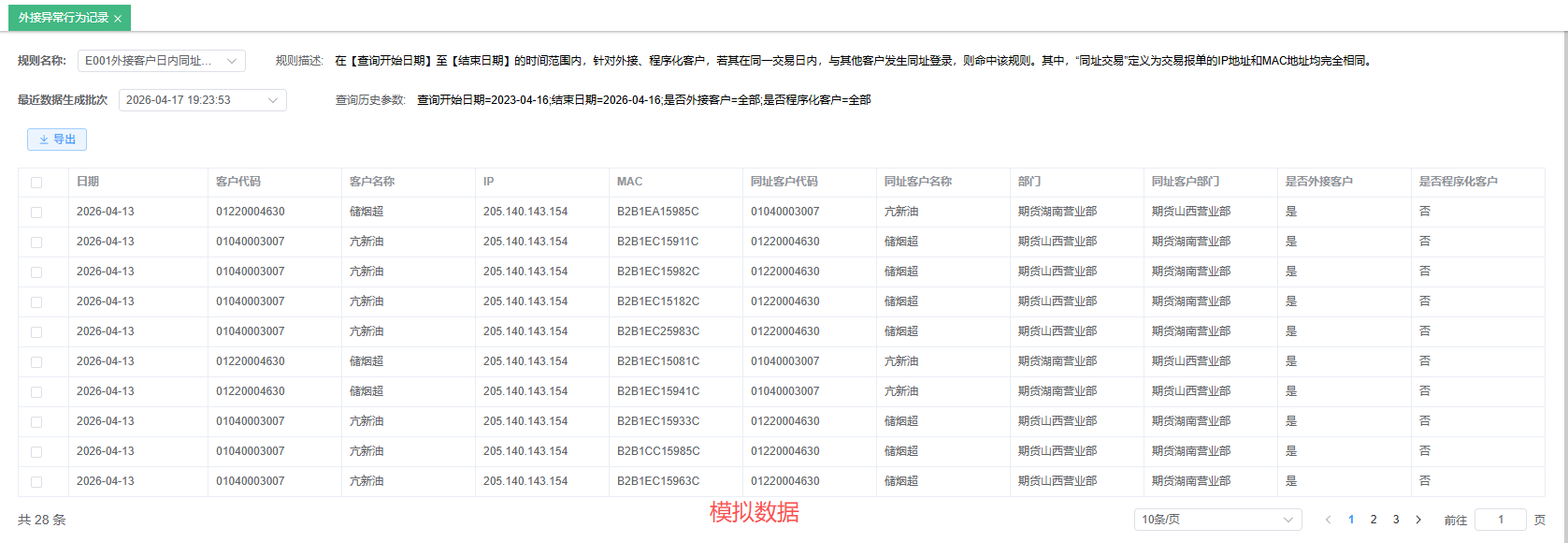 异常行为记录