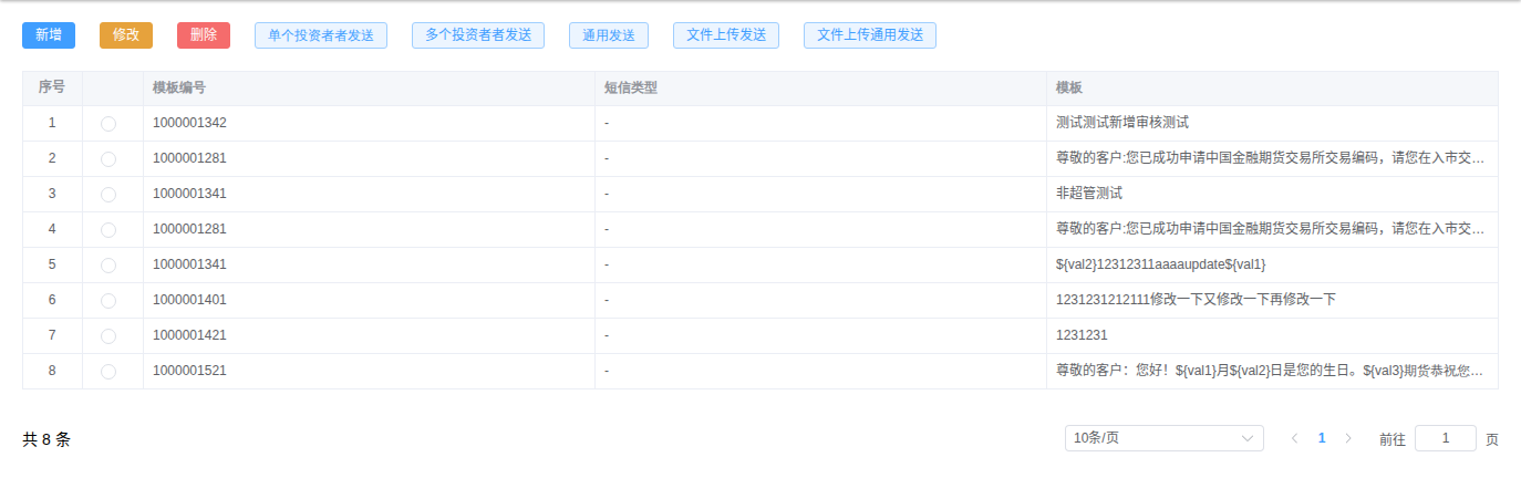短信模板维护